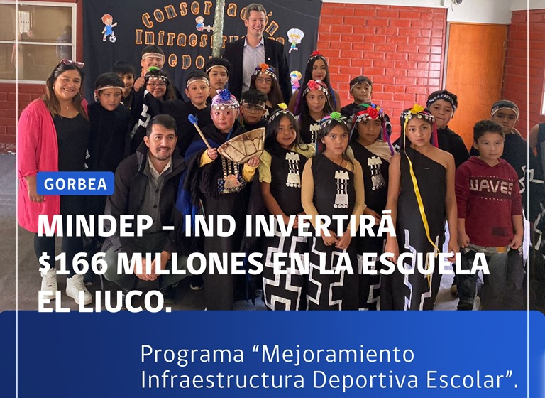  Mindep–IND invertirá 166 millones de pesos para la conservación de infraestructura deportiva en la Escuela El Liuco de Gorbea.
