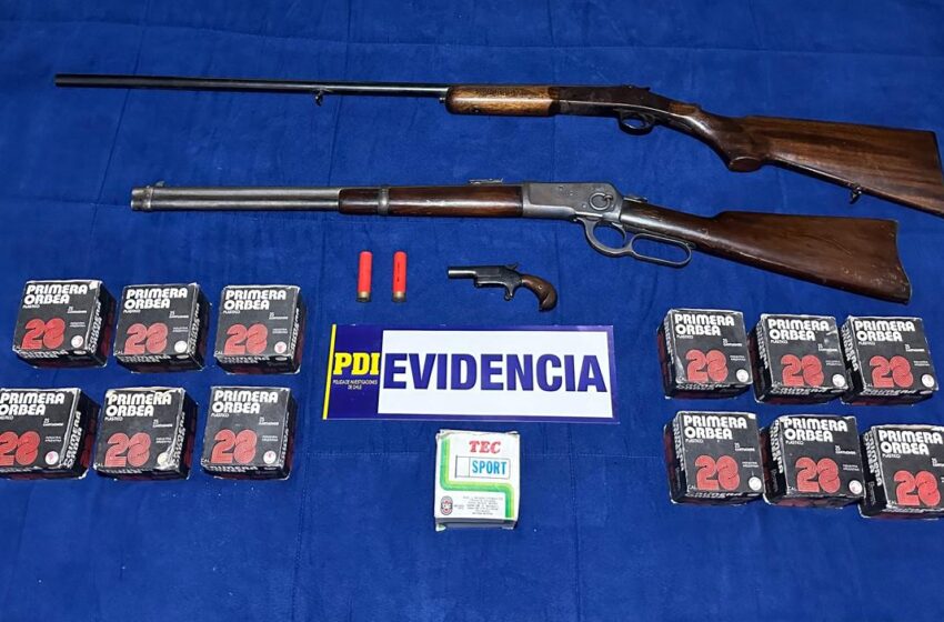  PDI de Temuco recuperó armas y munición en la comuna de Quillón región del Ñuble